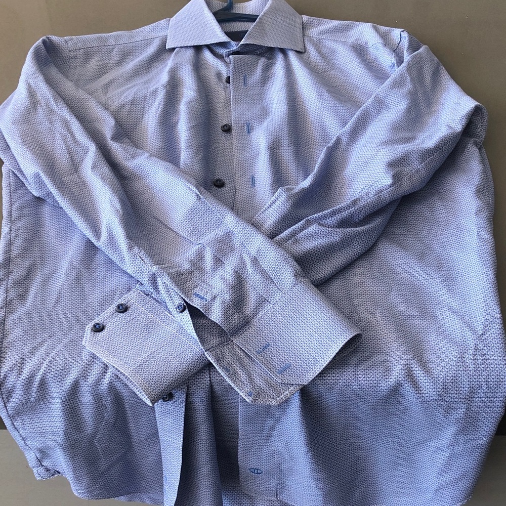 David Donahue Light Blue Textured Dress Shirt